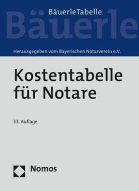 Bayerischen Notarverein e.V. | Kostentabelle für Notare - Mängelexemplar, kann leichte Gebrauchsspuren aufweisen. Sonderangebot ohne Rückgaberecht. Nur so lange der Vorrat reicht. | Buch | 200-510472016-6 | sack.de