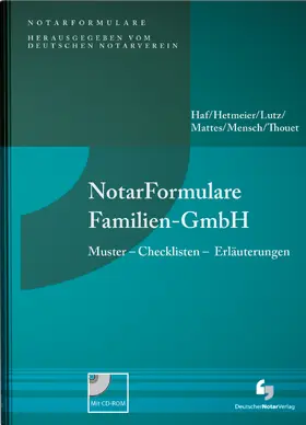 Haf / Hetmeier / Lutz | NotarFormulare Familien-GmbH - Mängelexemplar, kann leichte Gebrauchsspuren aufweisen. Sonderangebot ohne Rückgaberecht. Nur so lange der Vorrat reicht. | Buch | 200-510592623-9 | sack.de