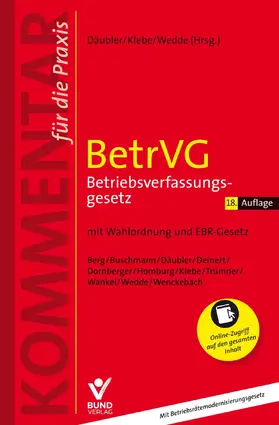Däubler / Klebe / Wedde |  BetrVG Betriebsverfassungsgesetz - Vorauflage, kann leichte Gebrauchsspuren aufweisen. Sonderangebot ohne Rückgaberecht. Nur so lange der Vorrat reicht. | Buch |  Sack Fachmedien