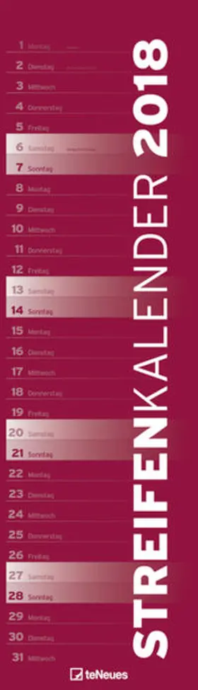 teNeues |  Streifenkalender schmal ROT 2018 | Sonstiges |  Sack Fachmedien