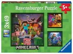  Kinderpuzzle 3x49 Teile - Minecraft Biomes | Sonstiges |  Sack Fachmedien