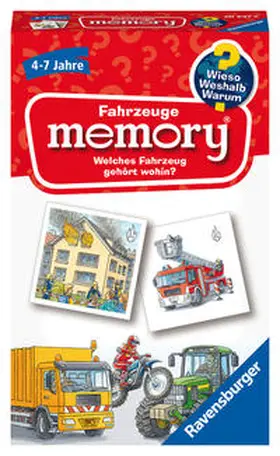Hurter |  Ravensburger 20647 - Fahrzeuge memory® Wieso? Weshalb? Warum? der Spieleklassiker für 2-8 Spieler, Kinderspiel für alle Fahrzeug-Fans ab 4 bis 7 Jahren | Sonstiges |  Sack Fachmedien