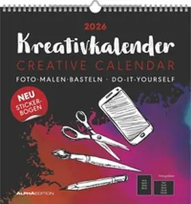  Kreativ-Kalender schwarz 2026 - 32 x 33 -  Foto, Malen, Basteln - datiert - Kreativkalender - Foto-Kalender - Alpha Edition | Sonstiges |  Sack Fachmedien