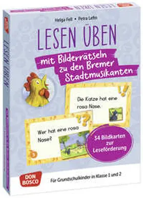 Fell |  Lesen üben mit Bilderrätseln zu den Bremer Stadtmusikanten. 34 Bildkarten zur Leseförderung | Buch |  Sack Fachmedien