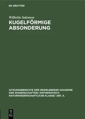 Salomon |  Kugelförmige Absonderung | eBook | Sack Fachmedien