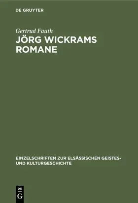 Fauth |  Jörg Wickrams Romane | eBook | Sack Fachmedien