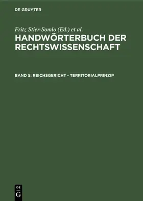 Stier-Somlo / Elster |  Reichsgericht - Territorialprinzip | eBook | Sack Fachmedien
