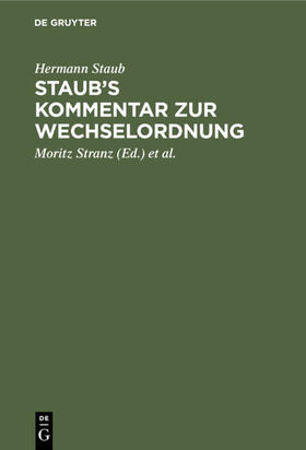 Staub / Stranz | Staub's Kommentar zur Wechselordnung | E-Book | sack.de