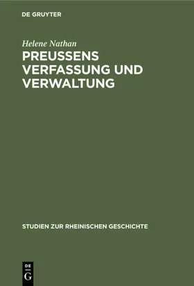 Nathan |  Preussens Verfassung und Verwaltung | eBook | Sack Fachmedien