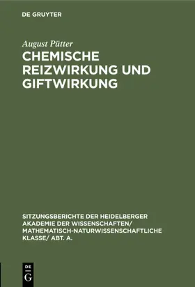 Pütter |  Chemische Reizwirkung und Giftwirkung | eBook | Sack Fachmedien