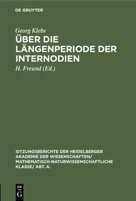 Klebs / Freund |  Über die Längenperiode der Internodien | eBook | Sack Fachmedien