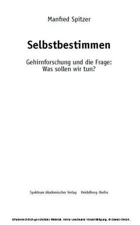 Spitzer | Selbstbestimmen | E-Book | sack.de
