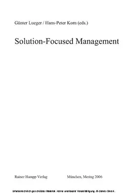 Lueger / Korn |  Solution-Focused Management | eBook | Sack Fachmedien