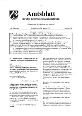 Bezirksregierung Detmold |  Amtsblatt für den Regierungsbezirk Detmold | Zeitschrift |  Sack Fachmedien