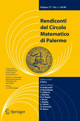  Rendiconti del Circolo Matematico di Palermo Series 2 | Zeitschrift |  Sack Fachmedien