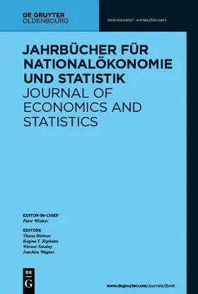 Geschäftsführender Herausgeber: Prof. Dr. Peter Winker, Universität Gießen |  Jahrbücher für Nationalökonomie und Statistik | Zeitschrift |  Sack Fachmedien