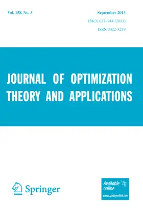  Journal of Optimization Theory and Applications | Zeitschrift |  Sack Fachmedien
