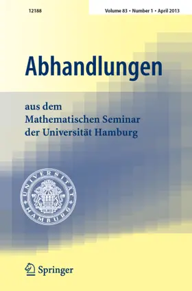 Managing editors: V. Cortés / B. Richter |  Abhandlungen aus dem Mathematischen Seminar der Universität Hamburg | Zeitschrift |  Sack Fachmedien