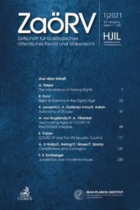 Armin von Bogdandy, Rüdiger Wolfrum u.a. |  Zeitschrift für ausländisches öffentliches Recht und Völkerrecht (ZaöRV) | Zeitschrift |  Sack Fachmedien