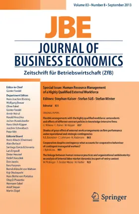 Editor-in-Chief: Günter Fandel |  Journal of Business Economics | Zeitschrift |  Sack Fachmedien