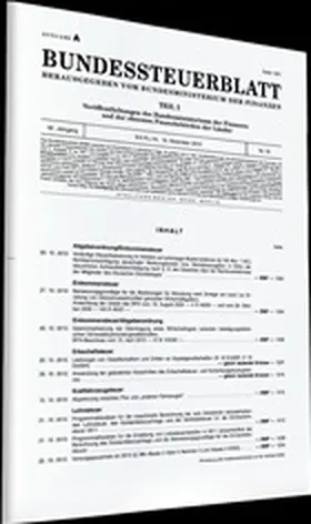 Bundesministerium der Finanzen |  Bundessteuerblatt – BStBl - Ausgabe A = Ausgabe B + D | Zeitschrift |  Sack Fachmedien