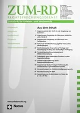 Prof. Dr. A. Scharf / Prof. Dr. R. Dünnwald |  ZUM – Zeitschrift für Urheber- und Medienrecht | Zeitschrift |  Sack Fachmedien
