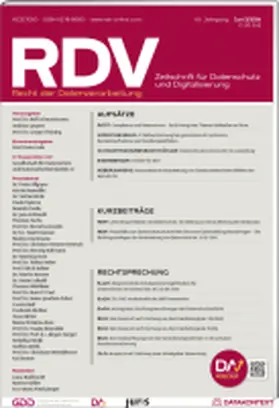 Prof. Peter Gola, RA Andreas Jaspers, Prof. Dr. Rolf Schwartmann |  RDV | Zeitschrift |  Sack Fachmedien