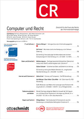 Computer und Recht - CR | Otto Schmidt | Zeitschrift | sack.de