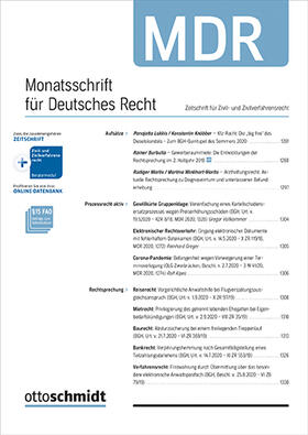 Monatsschrift für Deutsches Recht - MDR | Otto Schmidt | Zeitschrift | sack.de