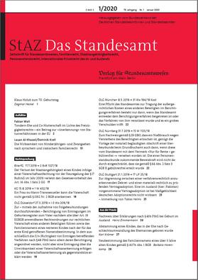 StAZ - Das Standesamt | Verlag für Standesamtswesen | Zeitschrift | sack.de