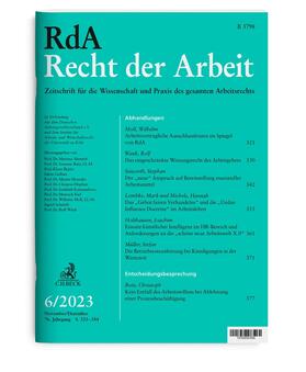 Anzinger, Rudolf / Bepler, Klaus / Henssler, Martin u.a. |  Recht der Arbeit (RdA) | Zeitschrift |  Sack Fachmedien