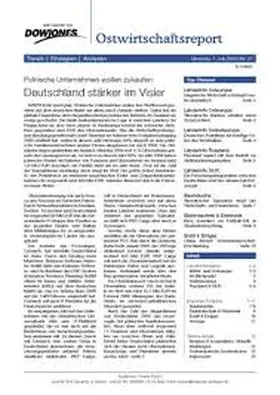  Ostwirtschaftsreport | Zeitschrift |  Sack Fachmedien