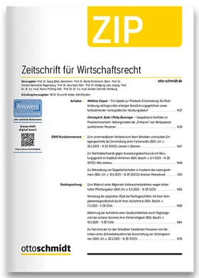  ZIP - Zeitschrift für Wirtschaftsrecht | Zeitschrift |  Sack Fachmedien