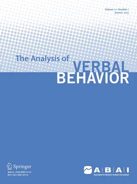 Editor-in-Chief: Mark Dixon |  The Analysis of Verbal Behavior | Zeitschrift |  Sack Fachmedien