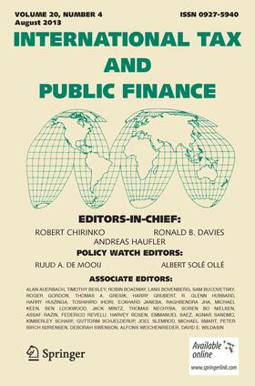 Editors-in-Chief: R.B. Davies / S. LaLumia / K. Scharf |  International Tax and Public Finance | Zeitschrift |  Sack Fachmedien