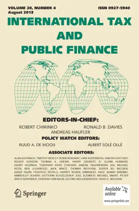 Editors-in-Chief: R.B. Davies / S. LaLumia / K. Scharf |  International Tax and Public Finance | Zeitschrift |  Sack Fachmedien