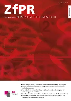 Bundesleitung des dbb – beamtenbund und tarifunion |  Zeitschrift für Personalvertretungsrecht (ZfPR) | Zeitschrift |  Sack Fachmedien
