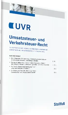 Umsatzsteuer- und Verkehrsteuer-Recht UVR | Stollfuß | Zeitschrift | sack.de