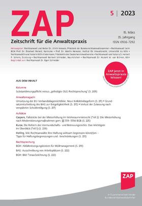  ZAP - Zeitschrift für die Anwaltpraxis | Zeitschrift |  Sack Fachmedien