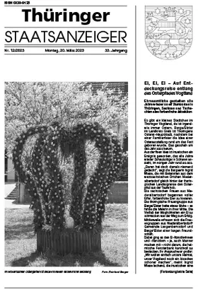 Thüringer Staatsanzeiger | Gisela Husemann Verlag | Zeitschrift | www.sack.de