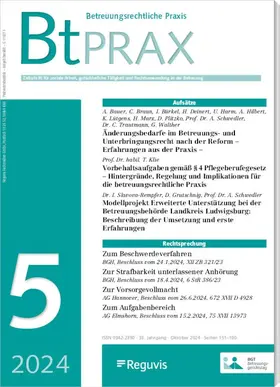 Reguvis Fachmedien und Betreuungsgerichtstag e.V. |  Betreuungsrechtliche Praxis - BtPRAX | Zeitschrift |  Sack Fachmedien