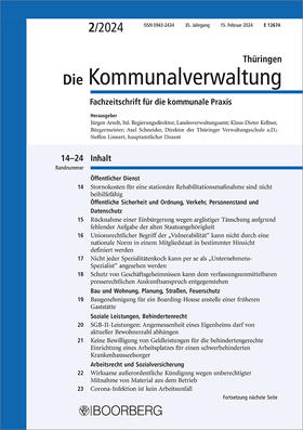 Die Kommunalverwaltung Thüringen | Richard Boorberg Verlag | Zeitschrift | sack.de