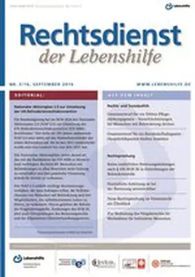  Rechtsdienst der Lebenshilfe | Zeitschrift |  Sack Fachmedien