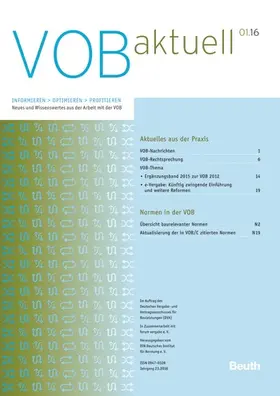 DIN Deutsches Institut f. Normung e.V. |  VOB aktuell | Zeitschrift |  Sack Fachmedien