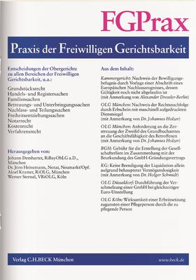  Praxis der freiwilligen Gerichtsbarkeit (FGPrax) | Zeitschrift |  Sack Fachmedien