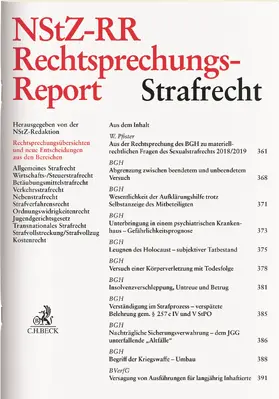 NStZ-Redaktion |  NStZ-Rechtsprechungs-Report Strafrecht (NStZ-RR) | Zeitschrift |  Sack Fachmedien