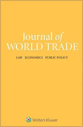  Journal of World Trade | Zeitschrift |  Sack Fachmedien