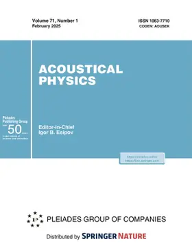  Acoustical Physics | Zeitschrift |  Sack Fachmedien