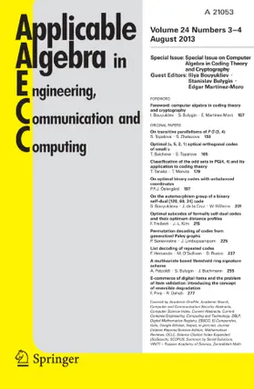 Applicable Algebra in Engineering, Communication and Computing | Springer | Zeitschrift | www.sack.de