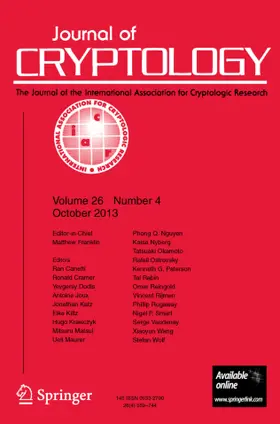 Editor-in-Chief: Kenneth G. Paterson |  Journal of Cryptology | Zeitschrift |  Sack Fachmedien